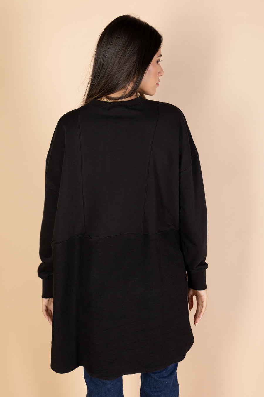 Back & Forth Melton Top - Black