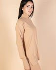 Camel High Neck Knit Pullover