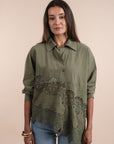 Asymmetric cotton shirt - Olive