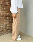 Dark Beige Wrap Linen Pants