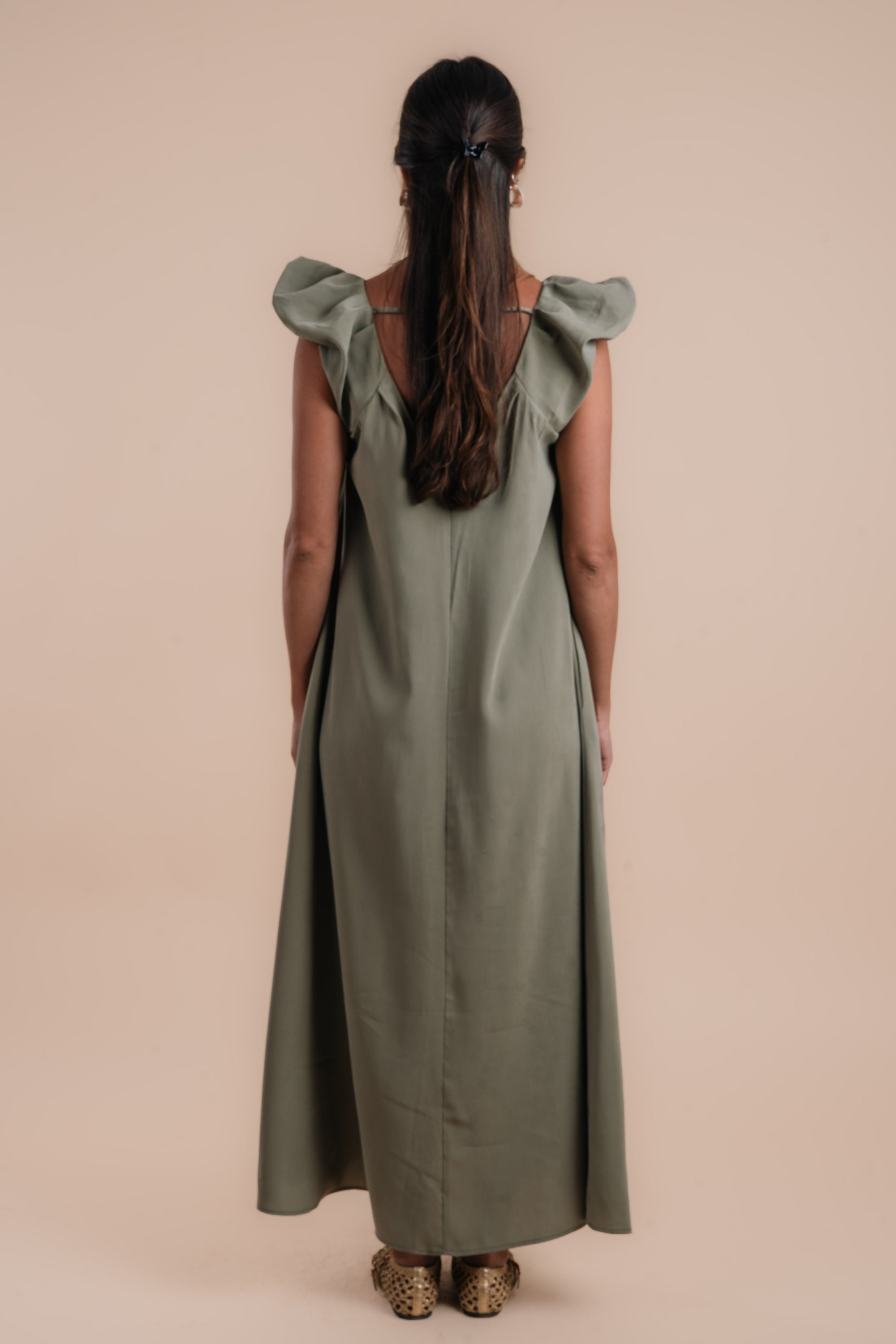 Puff sleeve Dress - Olive