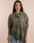 Asymmetric cotton shirt - Olive