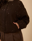 Embroidered & sequins Brown Bomber