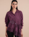 Asymmetric cotton shirt - Plum
