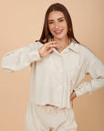 Beige Linen & Crochet shirt