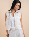 white sleeveless shirt embro