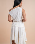 Restocking _ Asymmetric Draped Top - white