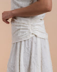 Restocking _ Asymmetric Draped Top - white