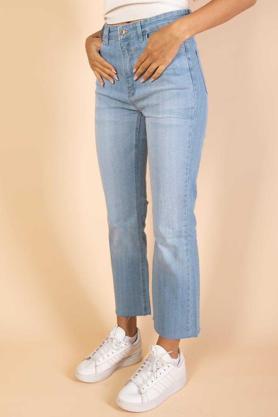 Ankle Length - Flare Jeans - Light Blue