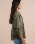 Asymmetric cotton shirt - Olive