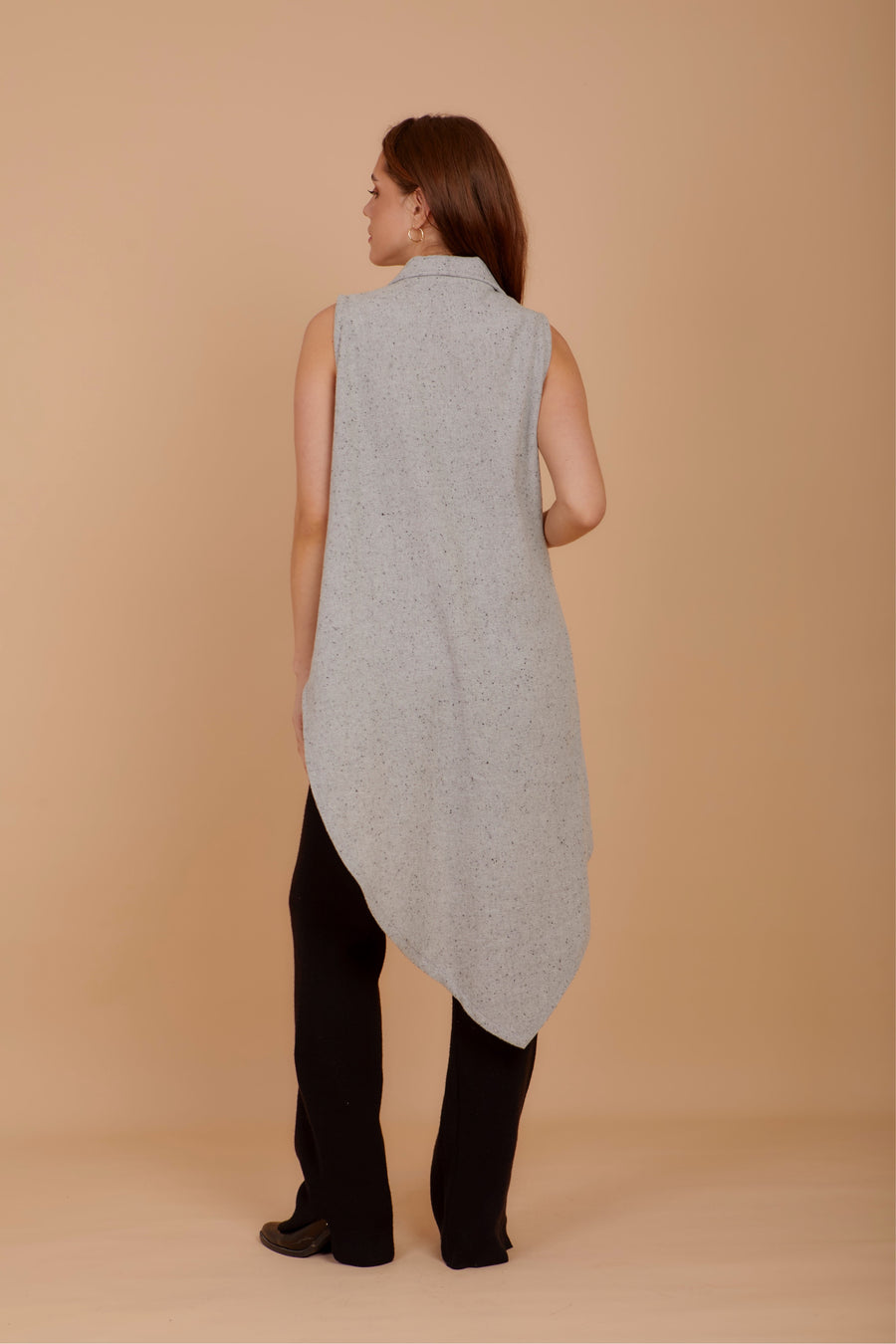 Grey Asymmetrical blended wool Waistcoat