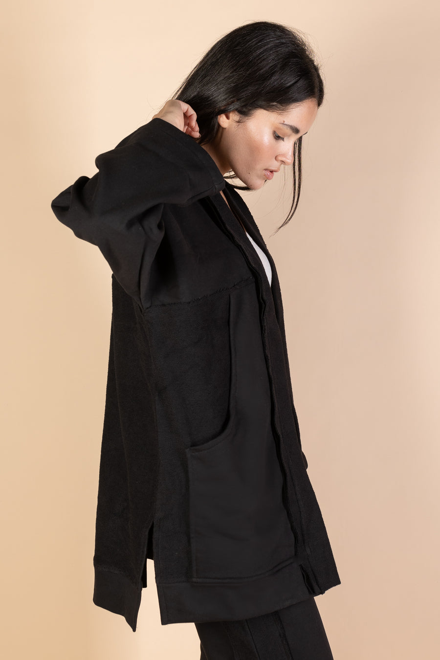 Black Melton Cardigan