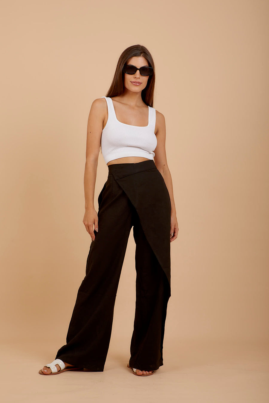 Black Wrap Linen Pants