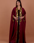 Burgundy handwork Hoodie Cape