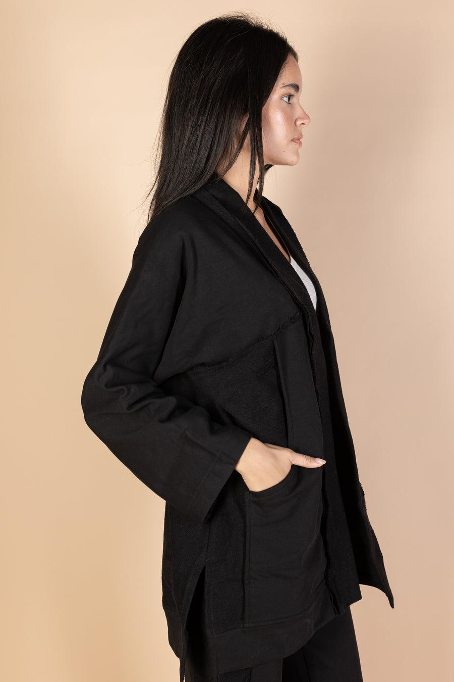 Black Melton Cardigan