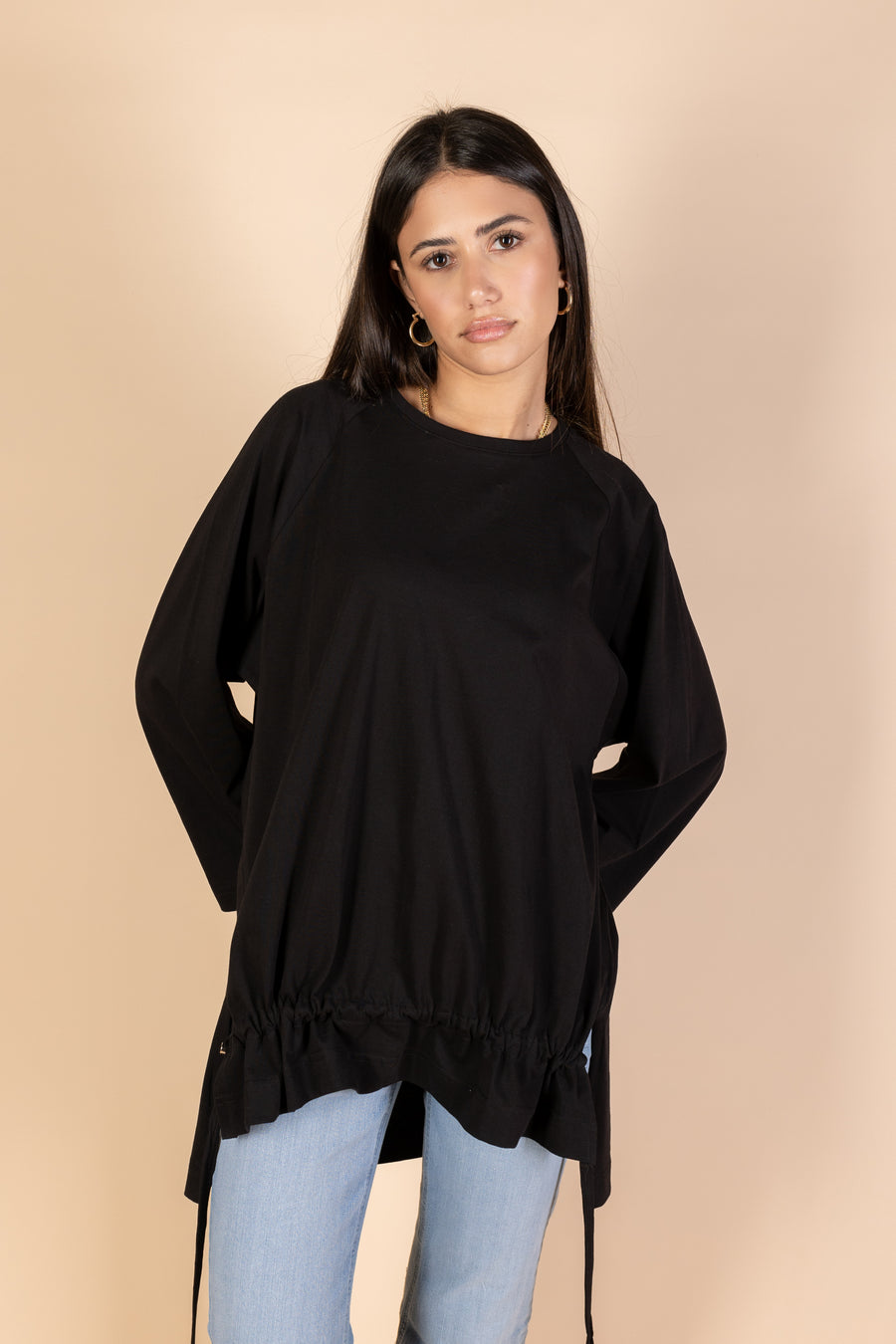 Oversized Drawstring T-shirt - Black