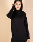 Black High Neck Knit Pullover