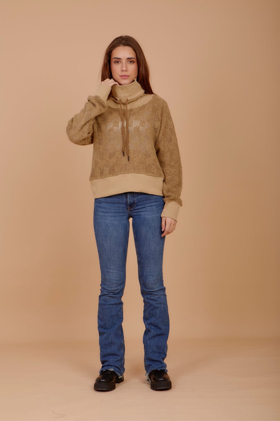 Knit & Rib sweatshirt - Beige