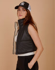 Short double face puffer Vest - Black