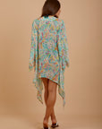 Turquoise print Kimono