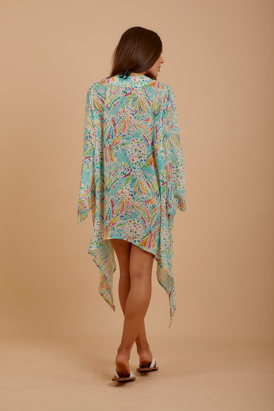 Turquoise print Kimono