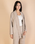 Beige Melton Cardigan