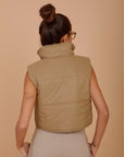 Short double face puffer Vest - Beige