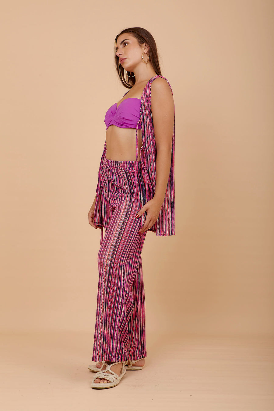 Stripes Crochet Pants in Pinks (matching vest available)