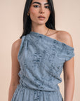 Asymmetric Draped Top - Blue