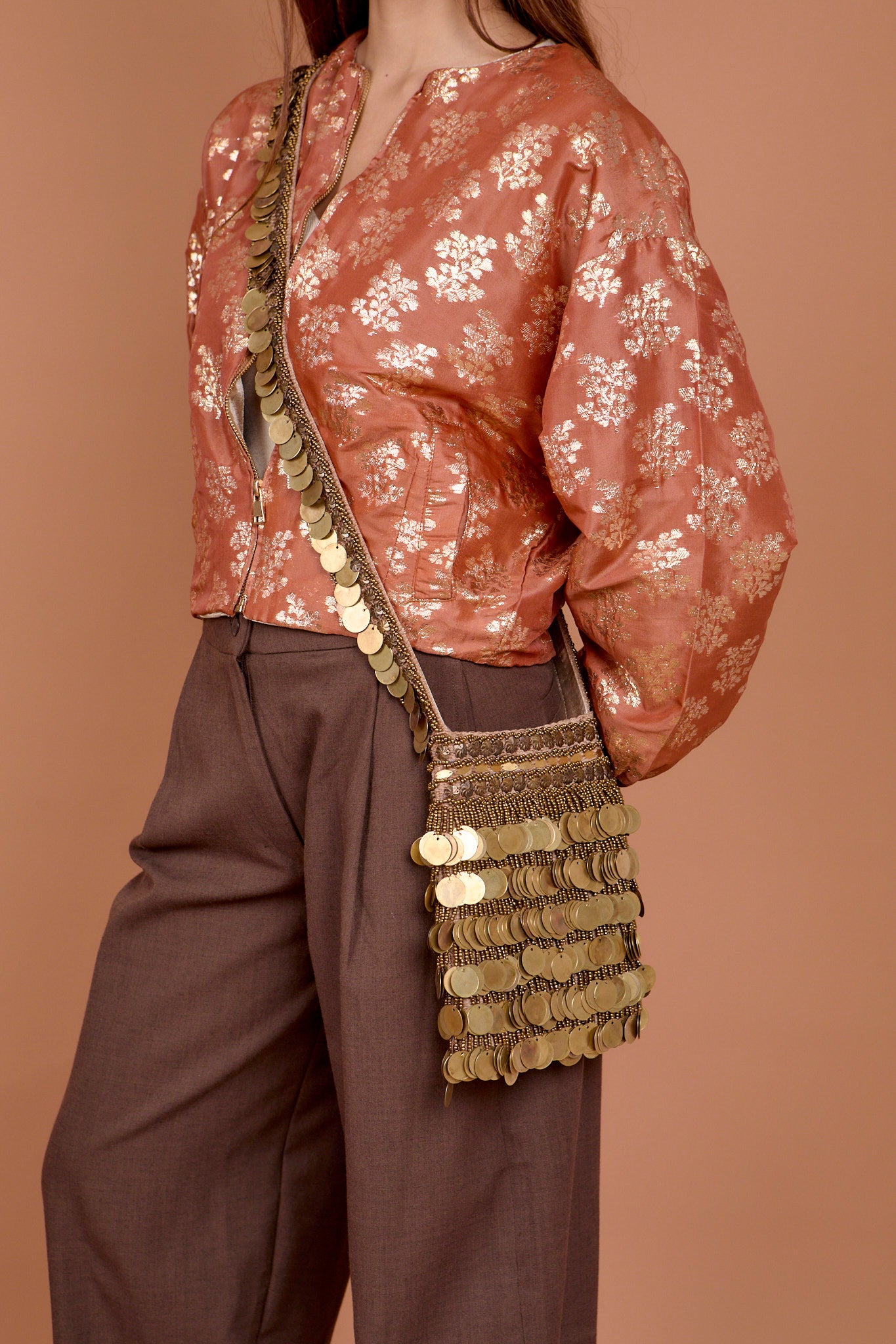 Sparkle coral pink bomber