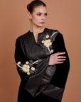 Black velvet floral kaftan