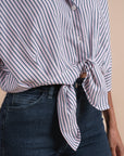 pink & navy tye stripes shirt