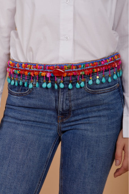 The Blue & Ruby Beaded Belt