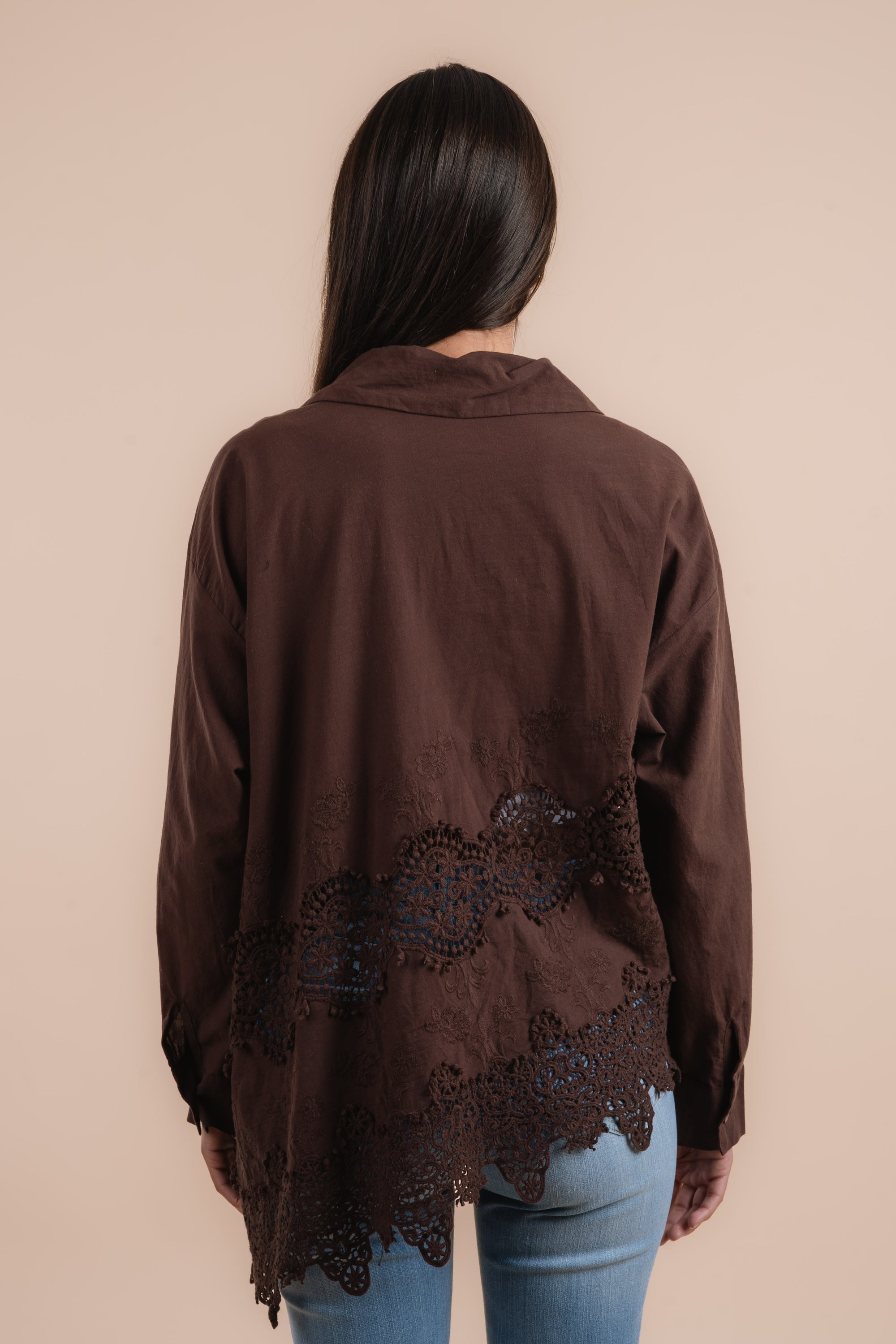 Asymmetric cotton shirt - Brown