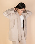 Beige Melton Cardigan