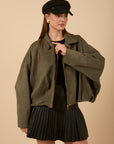 Oversize suede Jacket - Olive