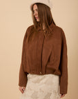 Oversize suede Jacket - Brown
