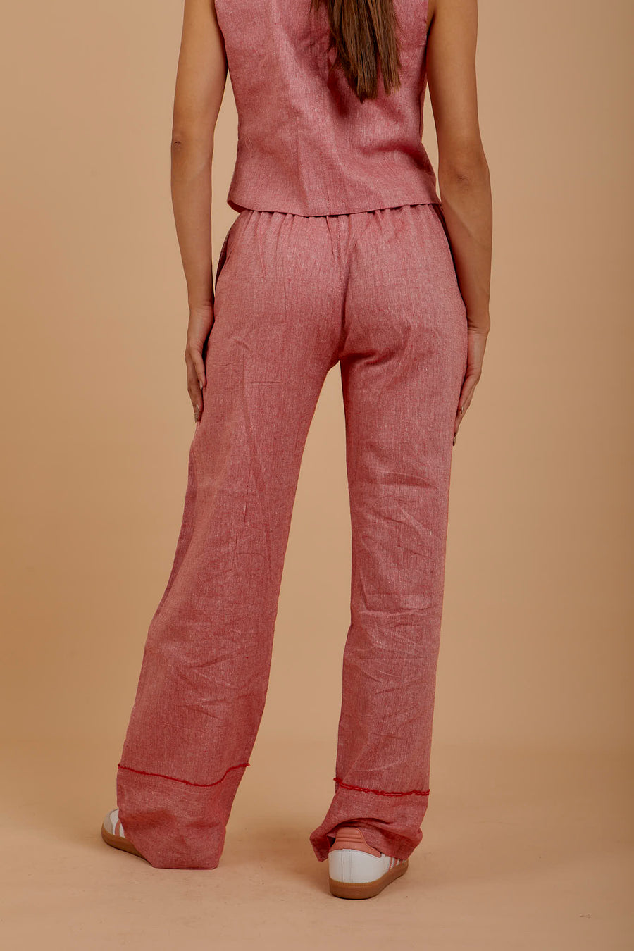 Red Front Embroidered pants