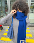 Handmade knit pocket scarf - Royal Blue