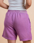 Grading purple embro shorts