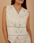 Mint & pink Linen Vest