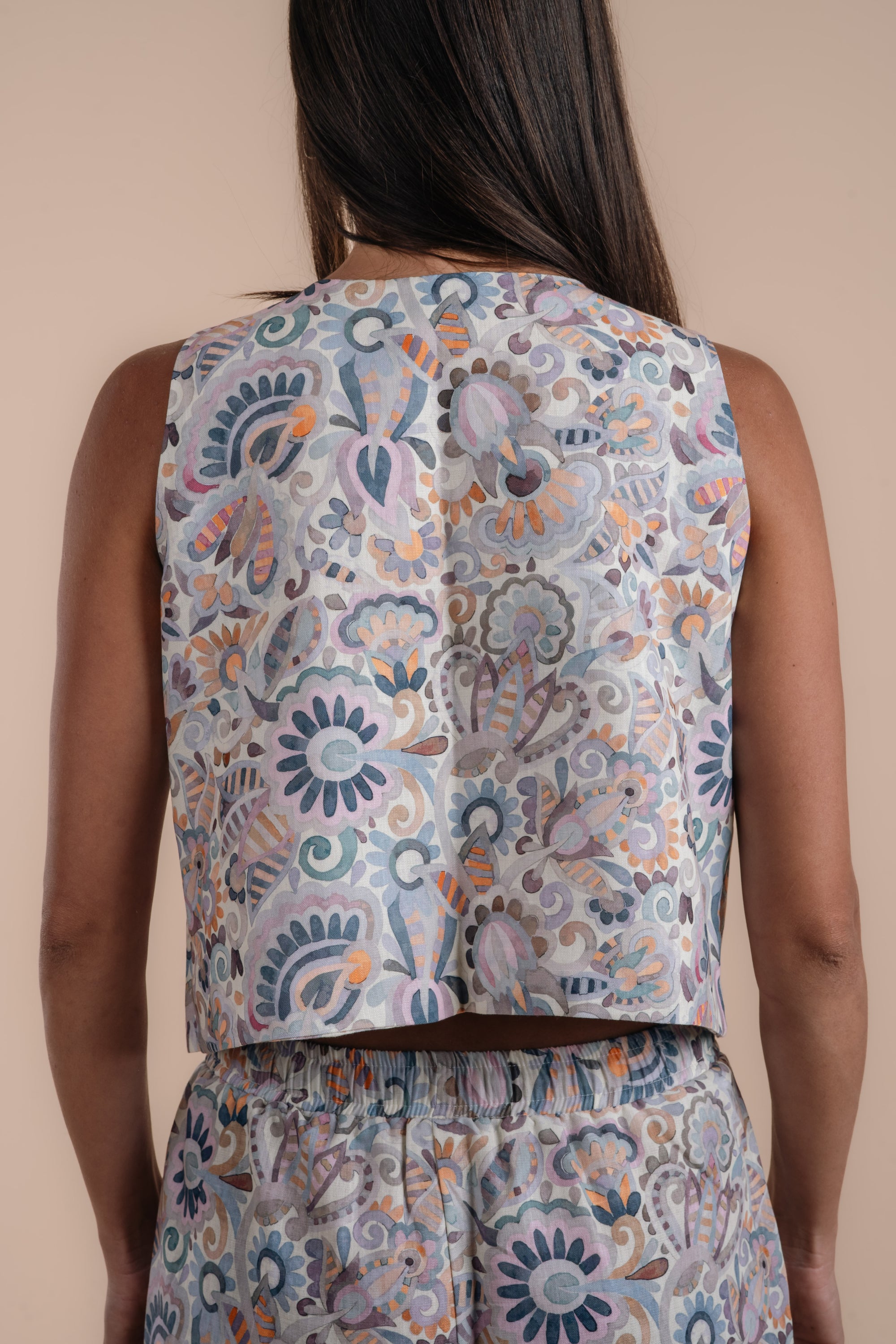Floral print Pants + Vest Set