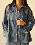 Denim shirt embelished shells- Navy