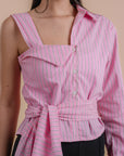 Pink stripes Asymmetric Shirt