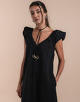 Puff Sleeve Dress - Black