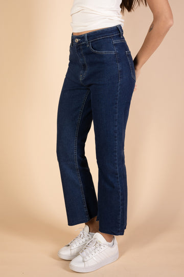 Ankle Length - Flare Jeans - Dark Blue