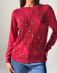 knitwear Top handmade work - Burgundy