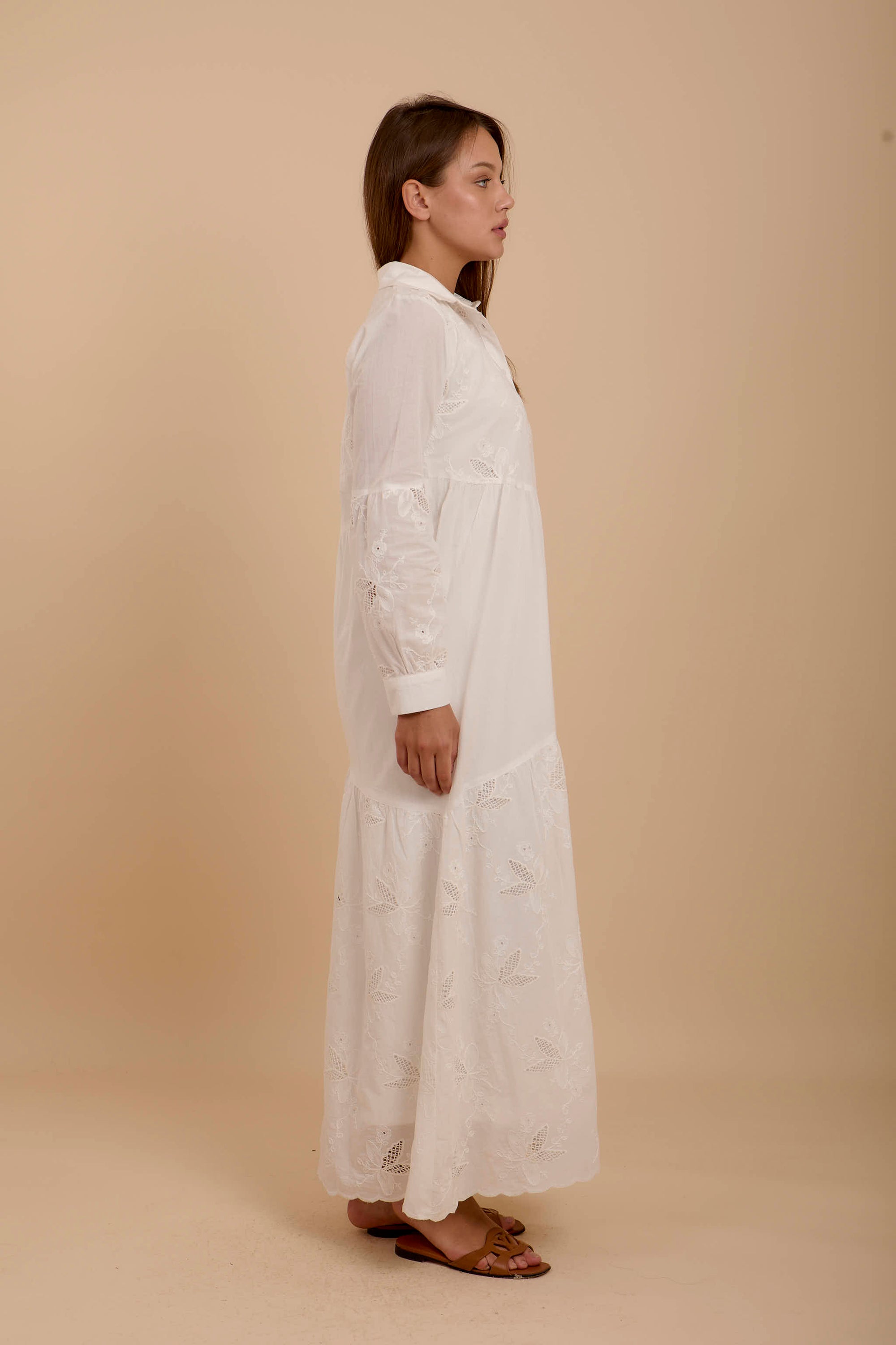 Embroidered white summer dress