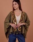 Tribal embellished kaftan - Olive