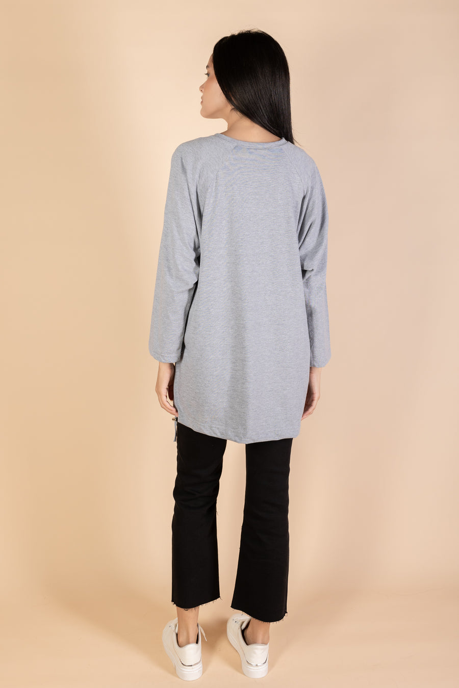 Oversized Drawstring T-shirt - Grey